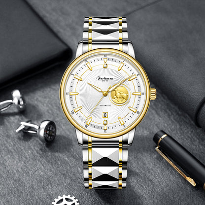 Ferhmen F8900 Men's Two-Tone Mechanical-Inspired Quartz Watch