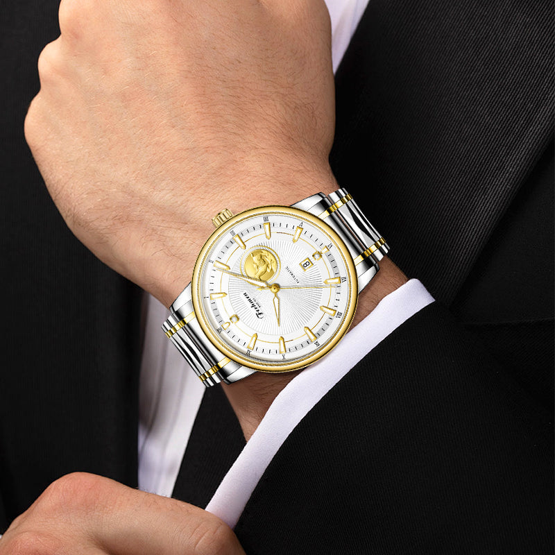 Ferhmen F8900 Men's Two-Tone Mechanical-Inspired Quartz Watch