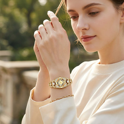 Ferhmen F52109 Women's Gold-Tone Crystal Quartz Watch | Elegant Jewelry Dress Watch