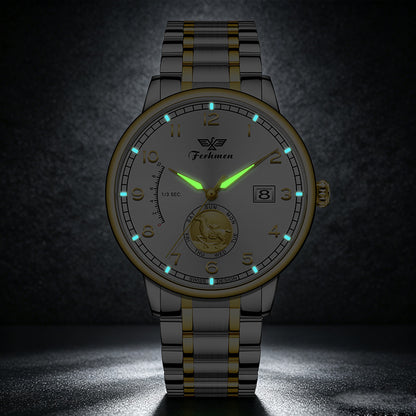 Ferhmen F8909 Men's Silver Dial Mechanical-Inspired Quartz Watch
