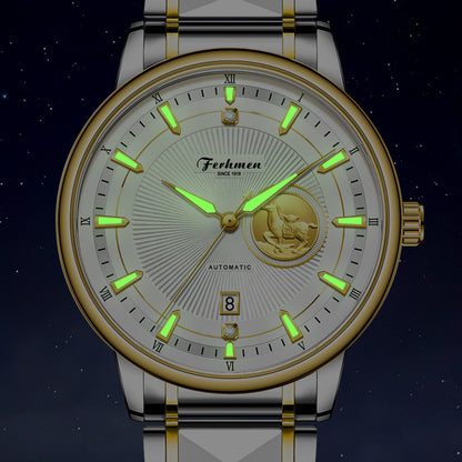 Ferhmen F8900 Men's Two-Tone Mechanical-Inspired Quartz Watch