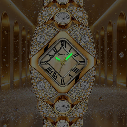 Ferhmen F52109 Women's Gold-Tone Crystal Quartz Watch | Elegant Jewelry Dress Watch