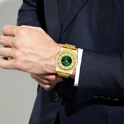 FERHMEN F8585 Men's Gold Green Watch | Mechanical-Inspired Quartz