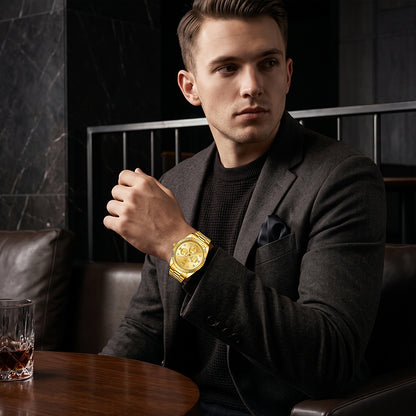 Ferhmen F8330 Men's Gold Watch | Mechanical-Inspired Quartz