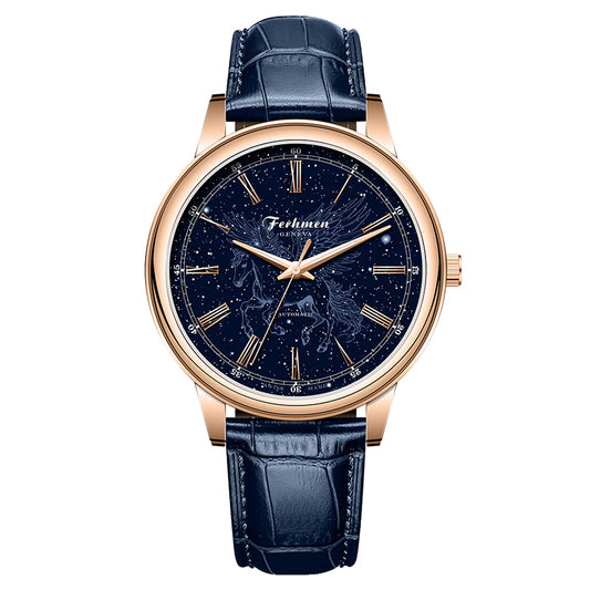 Ferhmen F8022 Men's Automatic Mechanical Watch | Blue Dial Dress Watch