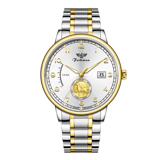 Ferhmen F8909 Men's Silver Dial Mechanical-Inspired Quartz Watch