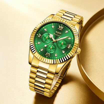Ferhmen F8330 Men's Gold Green Watch | Mechanical-Inspired Quartz