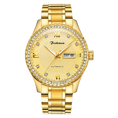Ferhmen F8600 Gold Mechanical-Style Quartz Watch | Premium Dress Timepiece