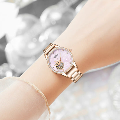 Ferhmen 6888 Women's Rose Gold Skeleton Automatic Watch