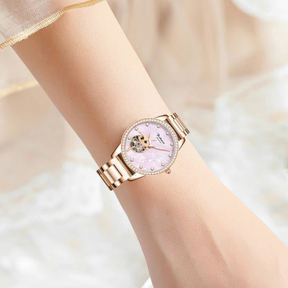 Ferhmen 6888 Women's Rose Gold Skeleton Automatic Watch